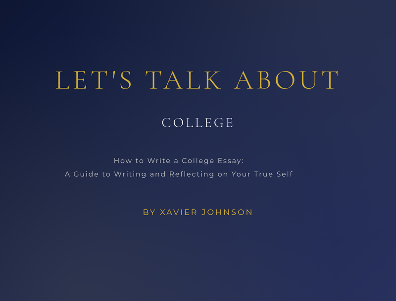 Book cover of 'Let's Talk About College' by Xavier Johnson on a dark blue background