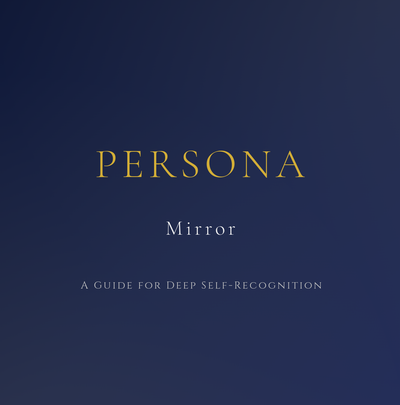 Book cover of 'Persona Mirror' with gold text on a dark blue background