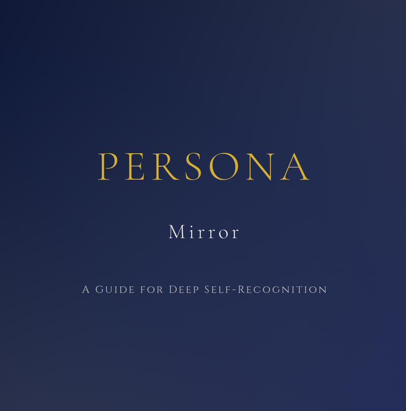 Book cover of 'Persona Mirror' with gold text on a dark blue background